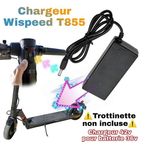 Chargeur 42v Wispeed T855 pour trottinette électrique Wispeed 36v