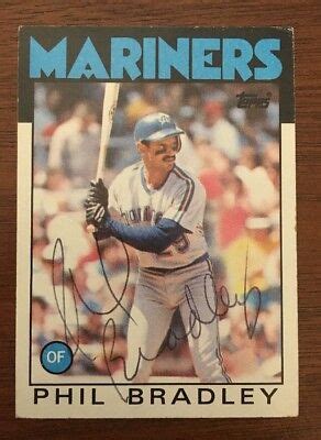 Phil Bradley Topps Autographed Signed Auto Baseball Card Mariners