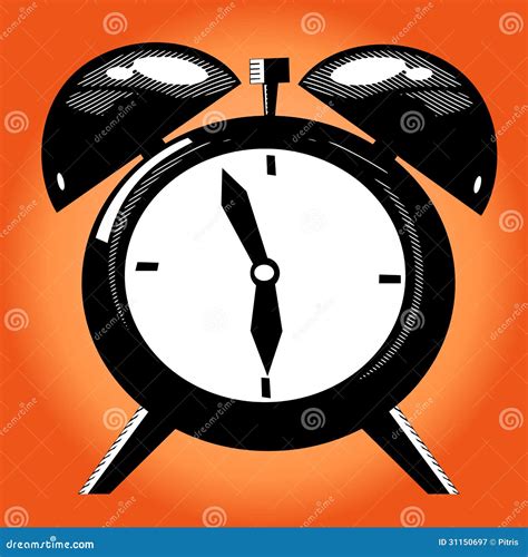 Alarm Clock On The Orange Background Stock Vector Illustration Of