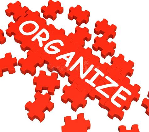 Organize Puzzle Shows Arranging Or Organizing Stock Illustration