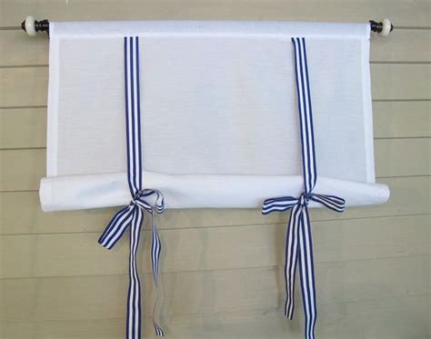 White Inch Long Cotton Swedish Roll Up Shade Stage Coach Blind Royal