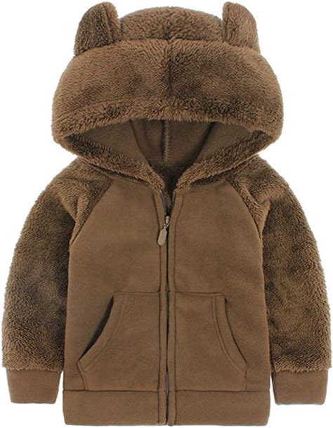 Goodkids Bear Ears Shape Fleece Warm Hoodies Clothes Toddler Zip Up