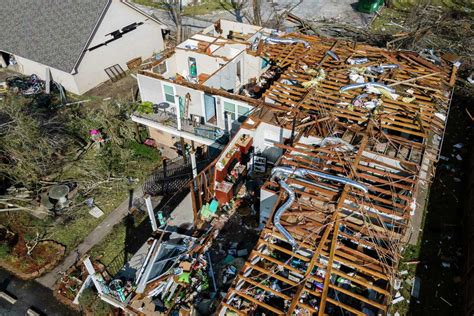 Houston-area tornado damage, destroyed buildings seen in drone footage