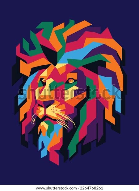 Colorful Lion Modern Pop Art Style Stock Vector Royalty Free