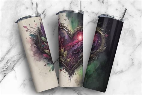 Colorful Heart Skinny Tumbler Wrap Png Graphic By Trach Sublimation