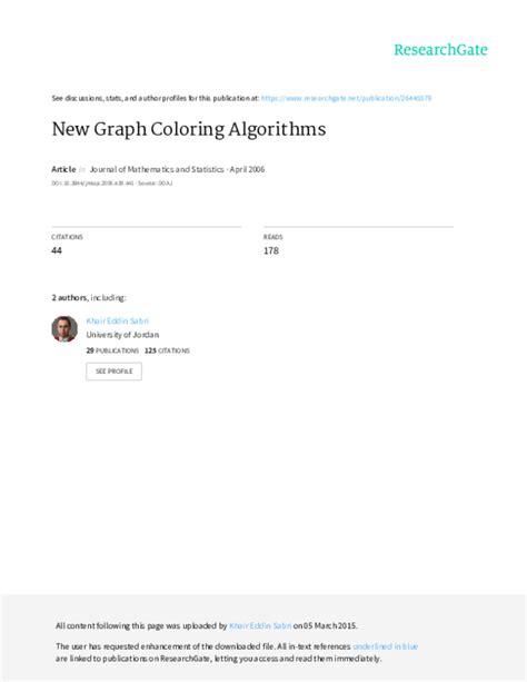 (PDF) New Graph Coloring Algorithms