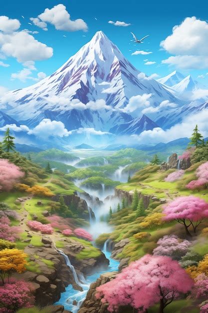 Paisaje De Monta As Al Estilo De Anime Foto Gratis