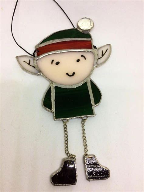 Stained Glass Elf Suncatcher Decoration Christmas Elf Etsy Christmas