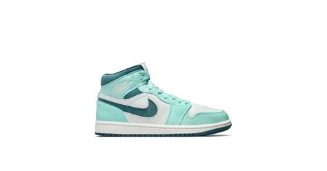 Air Jordan 1 Mid Teal Chenille Womens Dz3745 300 Laced