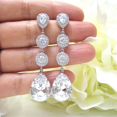 Bridal Crystal Earrings Wedding Jewelry Cubic Zirconia Stud Earring