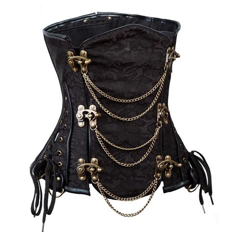 Steampunk Chain Lace Embroidered Waist Cincher Underbust Corset