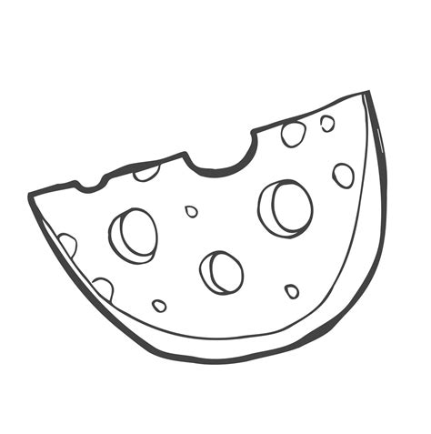 Cheese Isolated On A White Background Hand Drawn Cheese Outline Vector Illustration Cheese