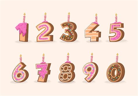 Premium Vector Birthday Candles Cartoon Cake Numbers