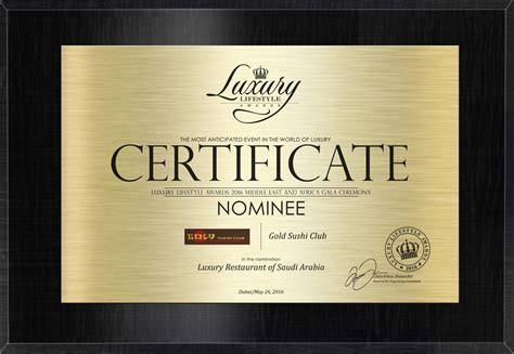 Luxury Lifestyle Award Dubai Gold Sushi Club