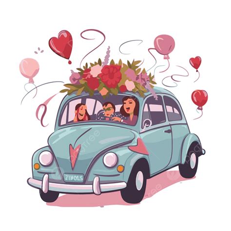 Just Married Car Cartoon