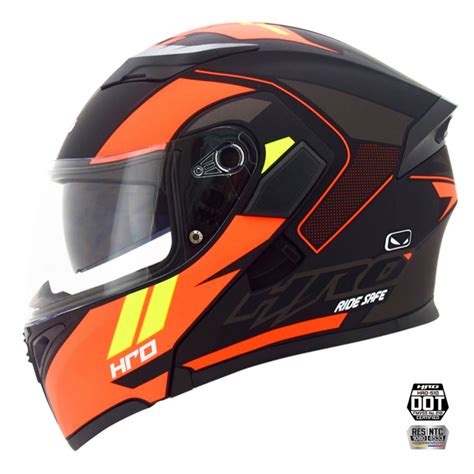 Hro Casco Abatible Sdv Zoyde Negro Con Naranja Talla Xl Kemik