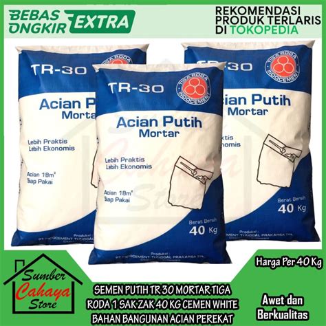 Jual Semen Putih Tr Acian Mortar Tiga Roda Cemen Bahan Bangunan