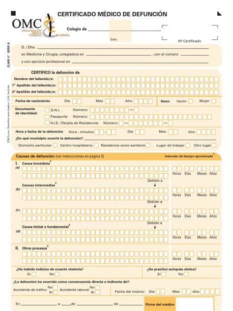 Certificado De Defunción Formulario Pdf