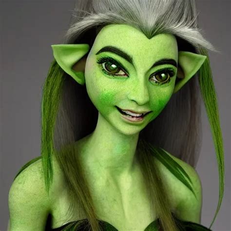 Female Elf With Green Skin With Hair Made From Leaves Stable