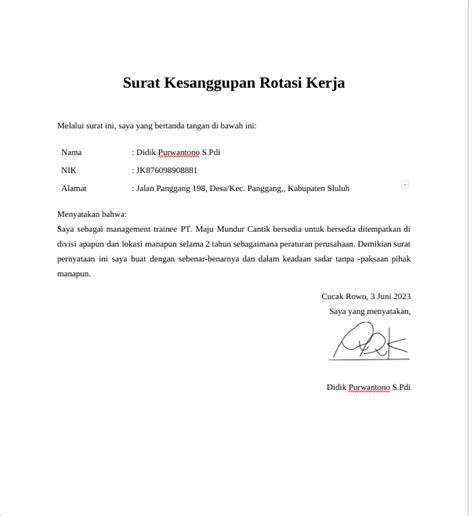 Contoh Surat Pernyataan Kesanggupan Dan Cara Membuatnya