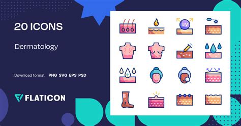 Dermatology Icon Pack | Lineal Color | 20 .SVG Icons
