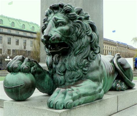 King S Garden Lion Near Statue Of Charles XII Stockholm Sweden Stock