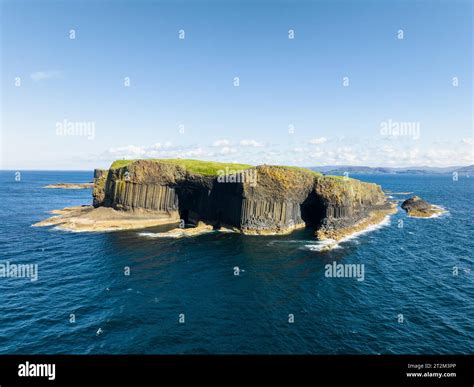 Aerial View Of The Uninhabited Rocky Island Of Staffa With The