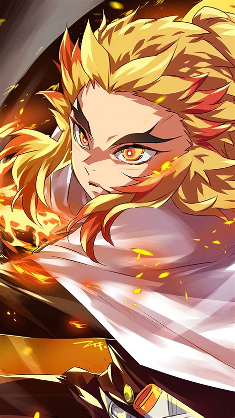 kyojuro rengoku, flame, hashira, demon slayer, anime, kimetsu no yaiba, 4k, HD Wallpaper | Rare ...