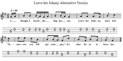 Leave Her Johnny Leave Her Mandolin And Banjo Tab - Tenor Banjo Tabs