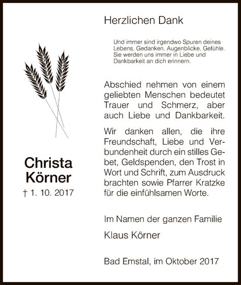 Traueranzeigen Von Christa K Rner Trauer Hna De