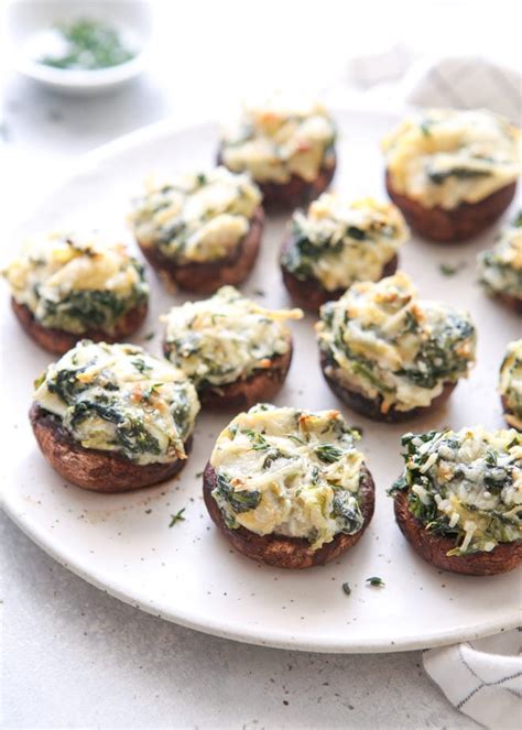 Spinach Artichoke Stuffed Mushrooms Completely Delicious