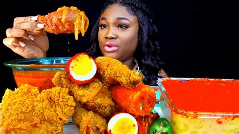 Juicy Fried Chicken Mukbang Hot Cheetos Mac And Cheese Asmr Eating