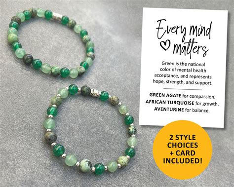 Mental Health Awareness Bracelet Green Bracelets Anxiety Relief