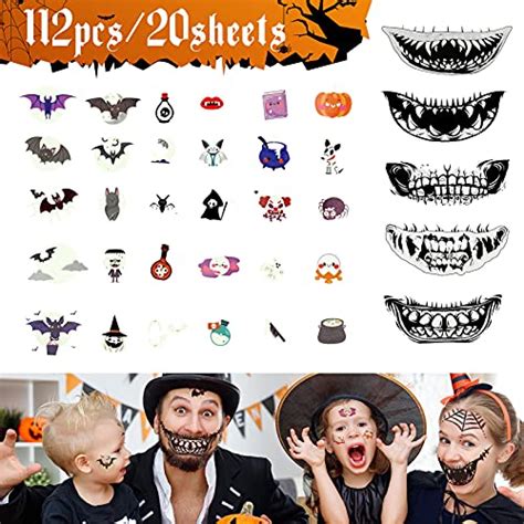 Halloween Tatuaggi Temporanei Bambini Audero Fogli Pcs Tatuaggio