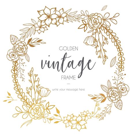 Cadre Vintage Dor Avec Des Fleurs Vecteur Gratuite