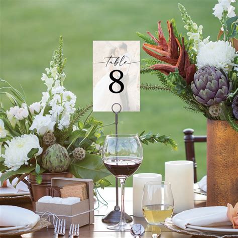 Elegant Script Modern Photo Wedding Table Number Zazzle