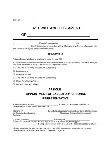 Last Will And Testament Sample Doc Template Pdffiller