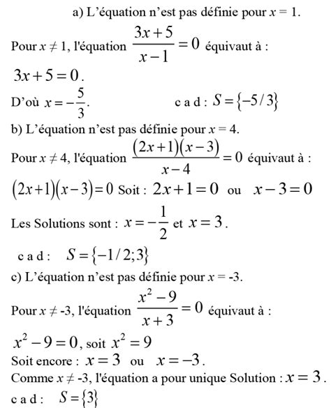 Quations In Quations Et Syst Mes Exercices Corrig S Tronc Commun