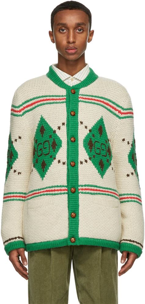 Gucci Off White Wool Intarsia Cardigan Complete Price Editorialist