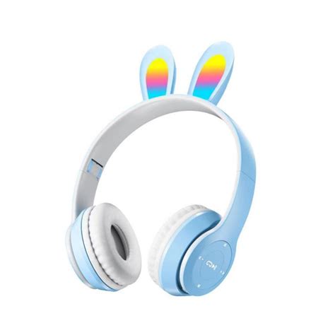 Fnnmnnr Wireless Rabbit Ear Headphones Bluetooth Headset For Smartphone Rgb Lighting Cute Bunny