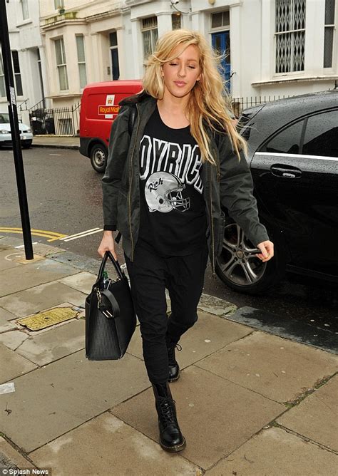 Ellie Goulding Rocks Printed Jersey And Black Doc Martens As She