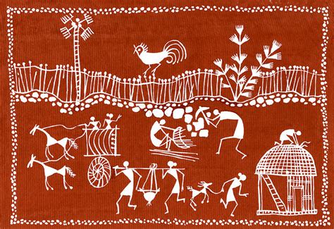 Village Scene In Warli Tribal Art Painting By Jey Manokaran Pixels