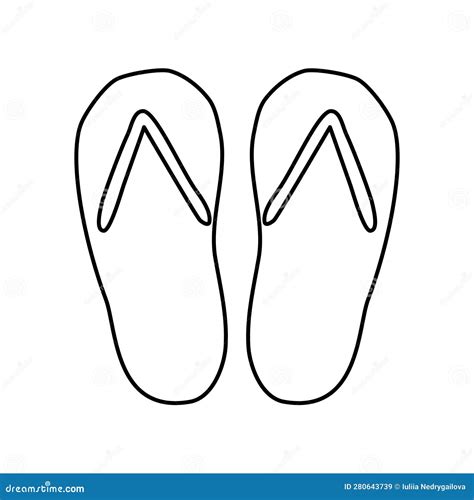 Flip Flops Sandalias Estilo Doodle Contorno Vectorial Plano Para Libro