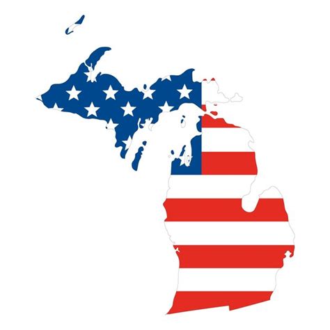 Mapa De Michigan Con Bandera De Los Estados Unidos Mapa De Los Estados