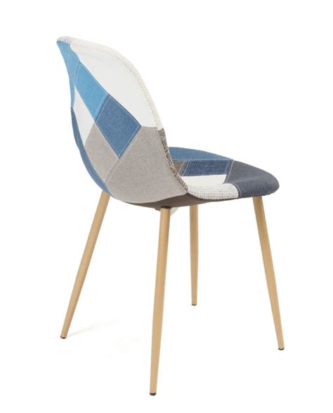 Chaise Patchwork Bleu Style Scandinave Nova Lot De Kayelles