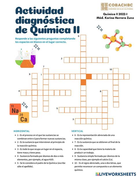 A Crossword Puzzle With The Words Actuada Diagnostica De Quimica Ii