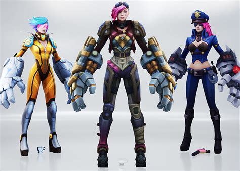 3d Model 3 Skins Of Vi League Of Legends Characters Vr Ar Low Poly Cgtrader