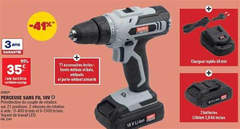 Promo Perceuse Sans Fil 18v Duro Chez ALDI