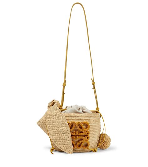 Loewe Bunny Small Raffia Bucket Bag In Metallic Lyst