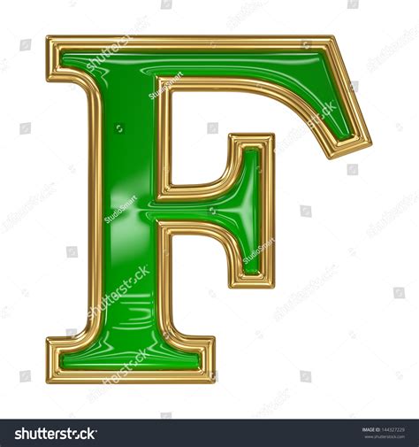 Emerald Green Golden Outline Alphabet Letter Stock Illustration